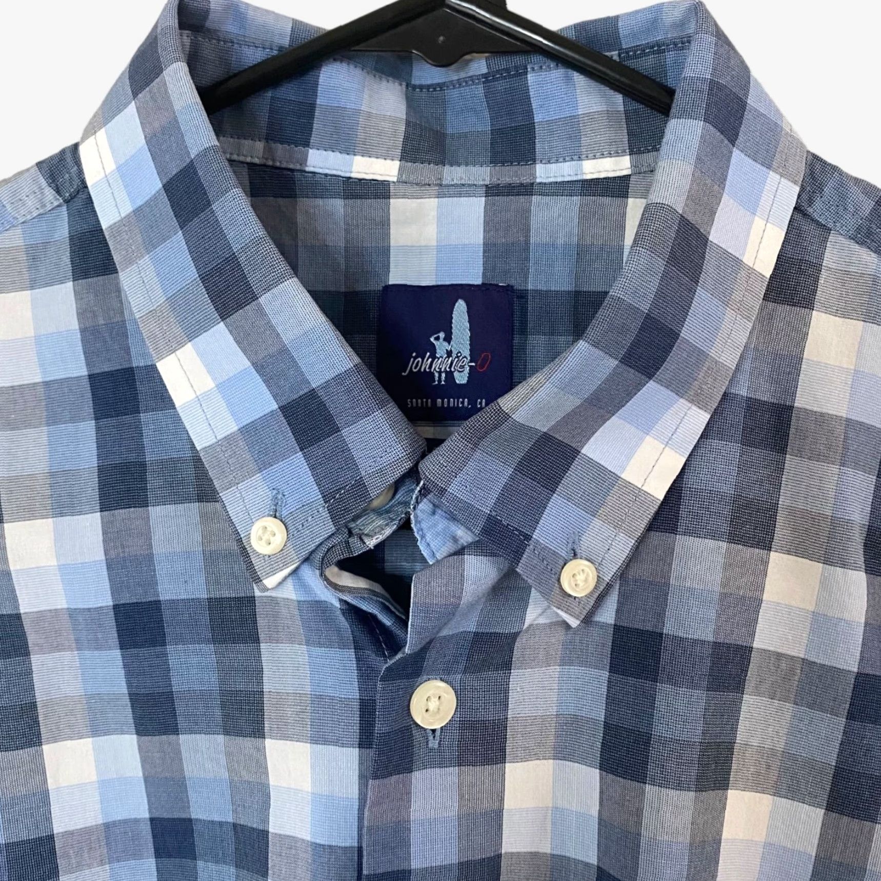 johnnie-O Johnnie-O Hangin' Out Button-Down Shirt Mens Large Blue Check Cotton Long Sleeve Size US L / EU 52-54 / 3 - 5 Thumbnail