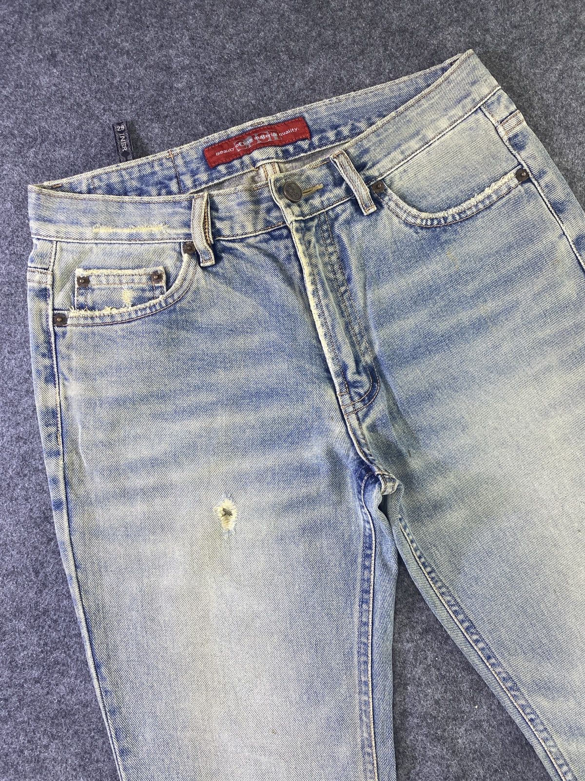 Japanese Brand × Jean G Jon Distressed Blue Wash Flare Denim - J945 Size 30" / US 8 / IT 44 - 13 Thumbnail