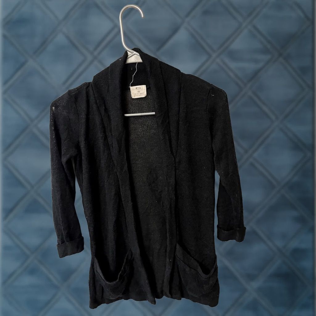 Needles VINTAGE Pins and Needles Cardigan Women XS Black Knit Cotton 3/4 Sleeve USA Sweater Size XS / US 0-2 / IT 36-38 - 1 Thumbnail