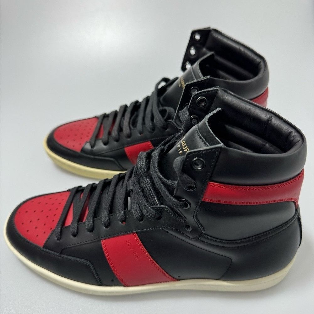 Saint Laurent Paris Saint Laurent Sl01 High Top Sneakers Black Red Men’s EU 40/U Size US 7 / EU 40 - 3 Thumbnail