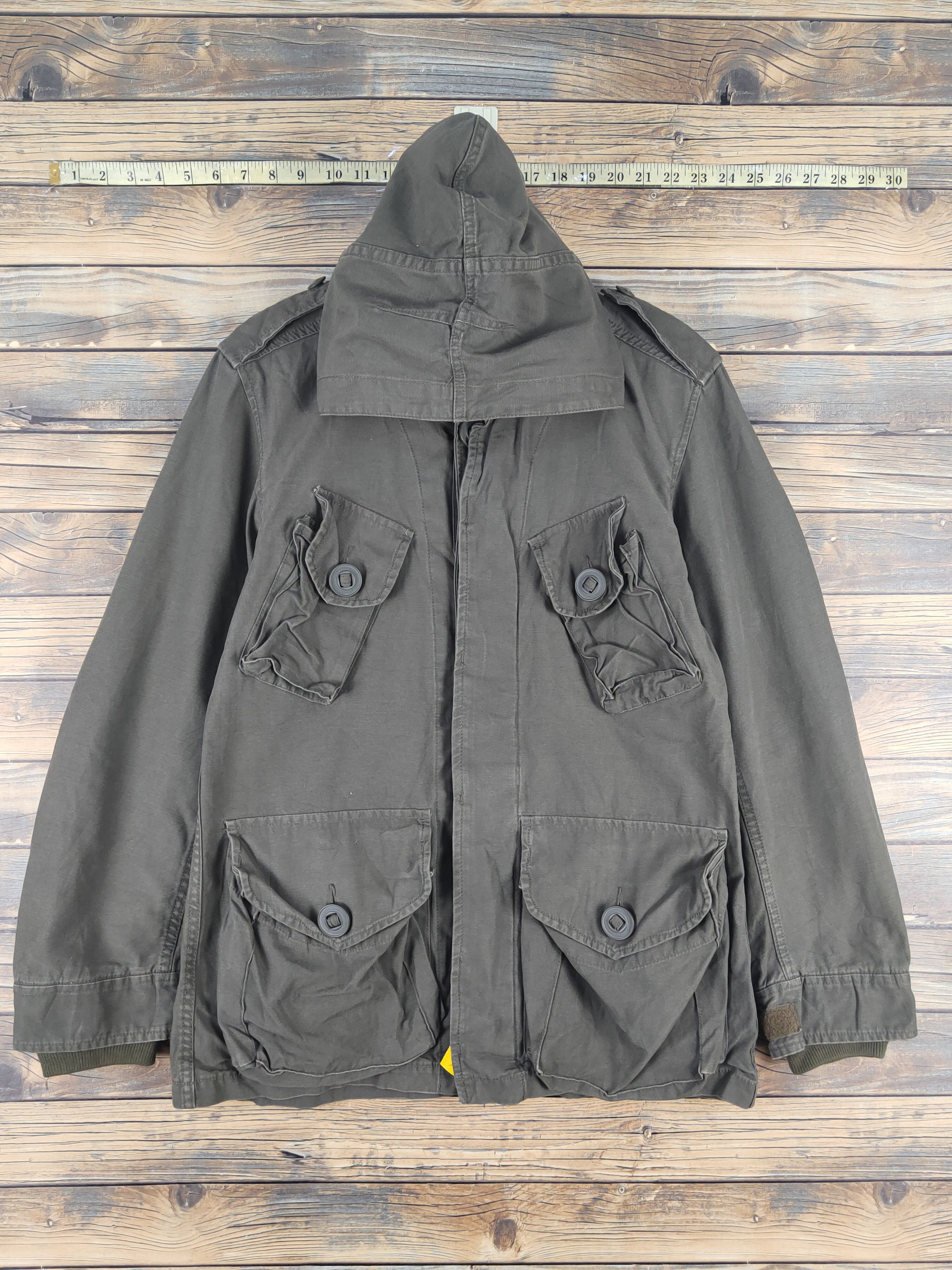 Japanese Brand Back Number Olive Military multipocket Hoodie Jackets #W1651 Size US M / EU 48-50 / 2 - 1 Thumbnail