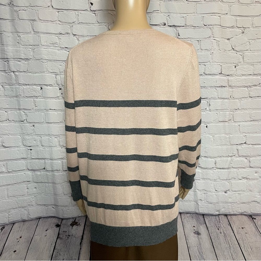 Loft Loft Beige Grey Stripes Soft Sweater Size XL Size XL / US 12-14 / IT 48-50 - 5 Thumbnail