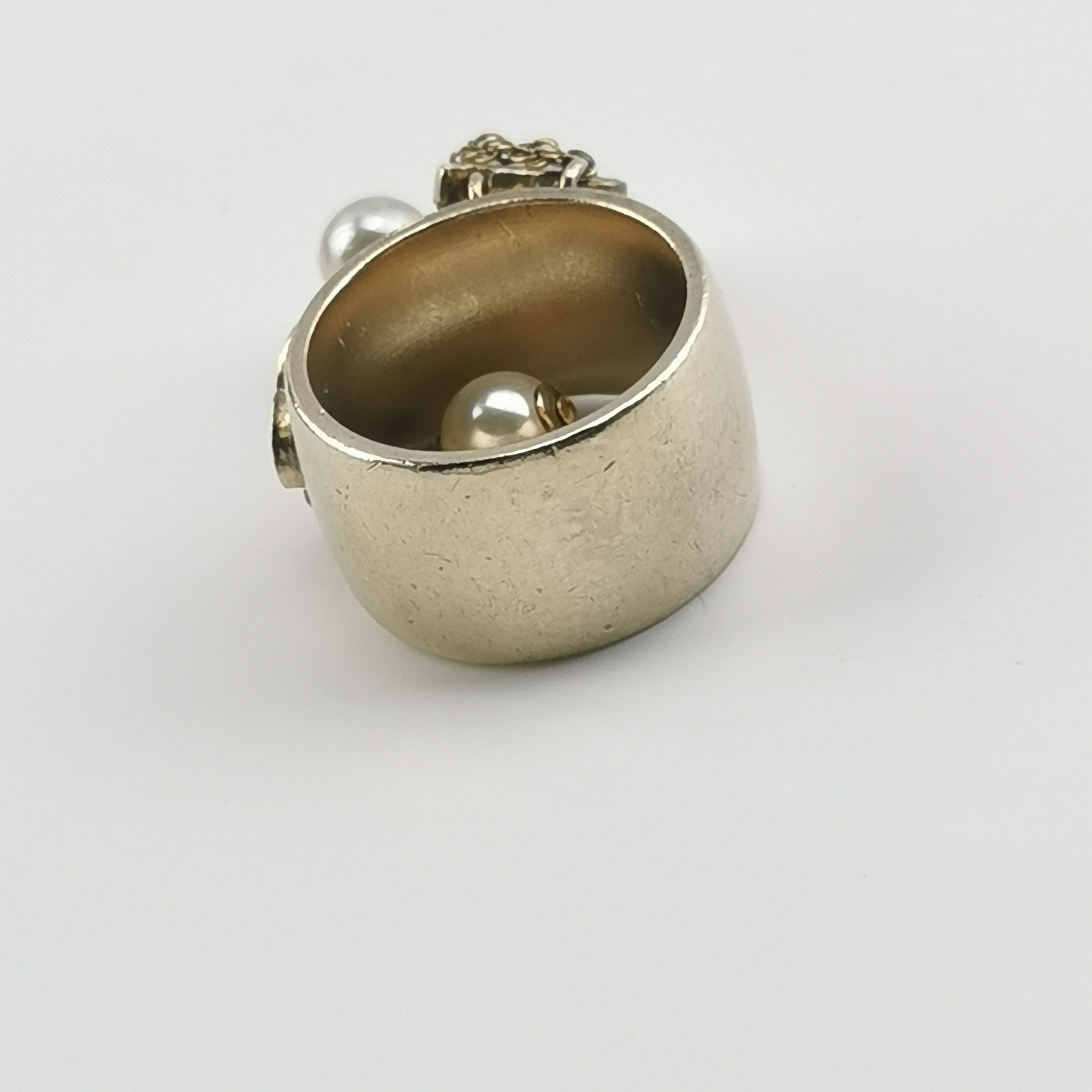 Chanel Chanel Imitation Crystal and Pearl Letter Double C Ring Siz Size ONE SIZE - 6 Thumbnail
