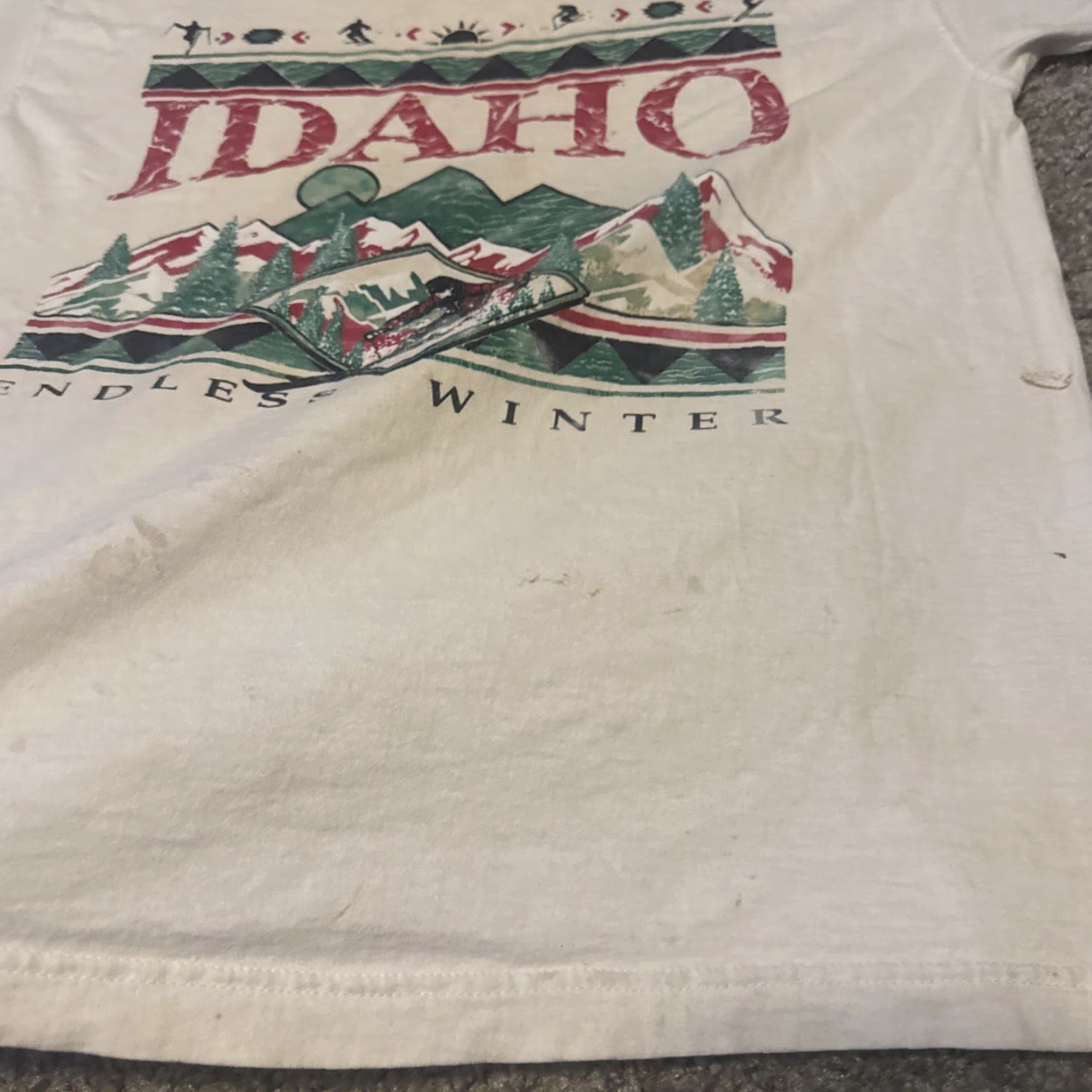 Endless VINTAGE IDAHO Endless Winter Sports Snowboard Ski T-Shirt 90s Large Skiing Mens White L Size US L / EU 52-54 / 3 - 5 Thumbnail