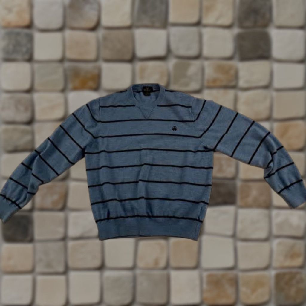 Brooks Brothers VINTAGE Brooks Brothers Sweater Knit Wool Striped V-Neck L Size US L / EU 52-54 / 3 - 1 Thumbnail