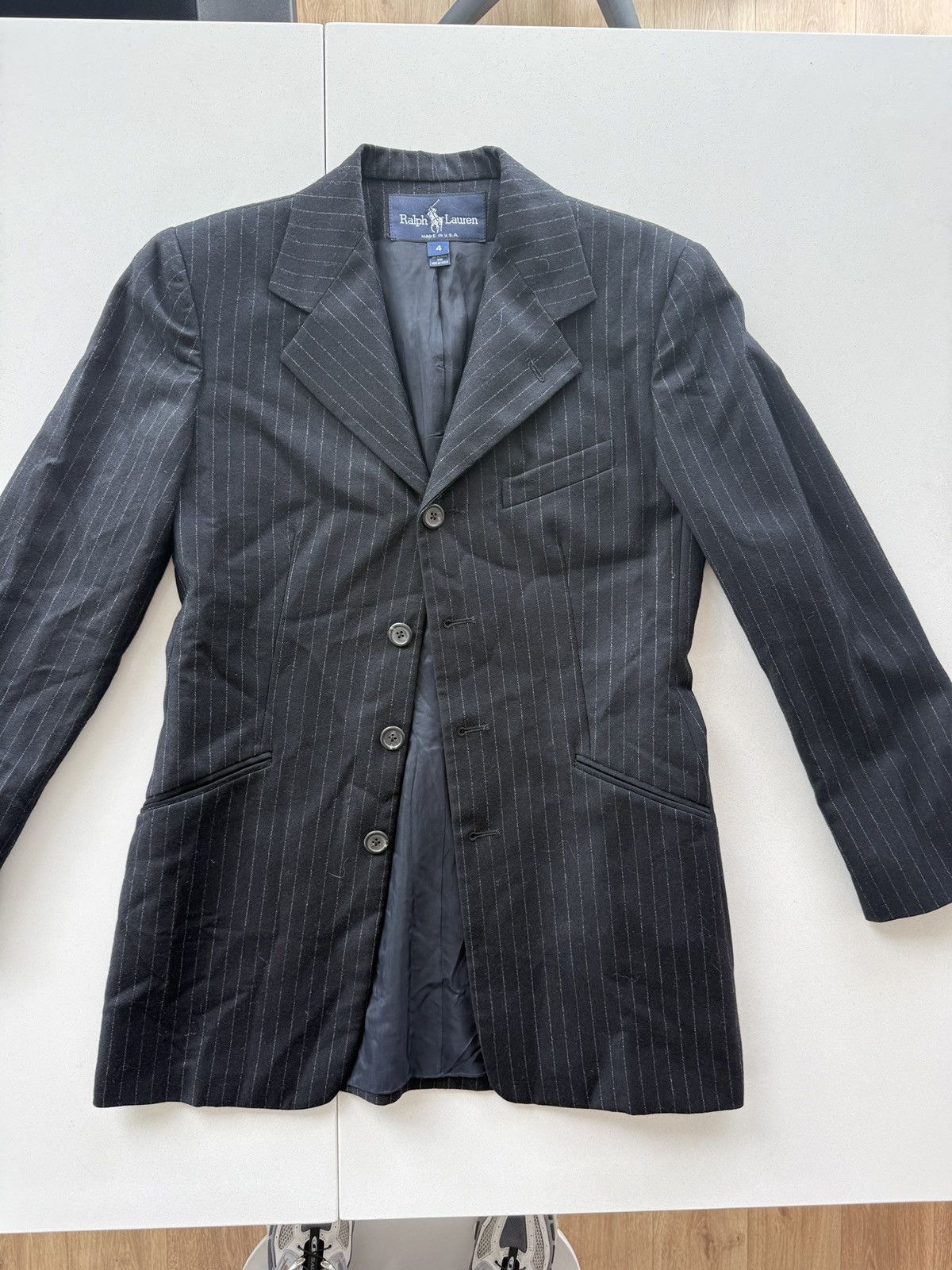 Ralph Lauren Vintage Black Pinstripe Ralph Lauren Blazer Size S / US 4 / IT 40 - 1 Thumbnail
