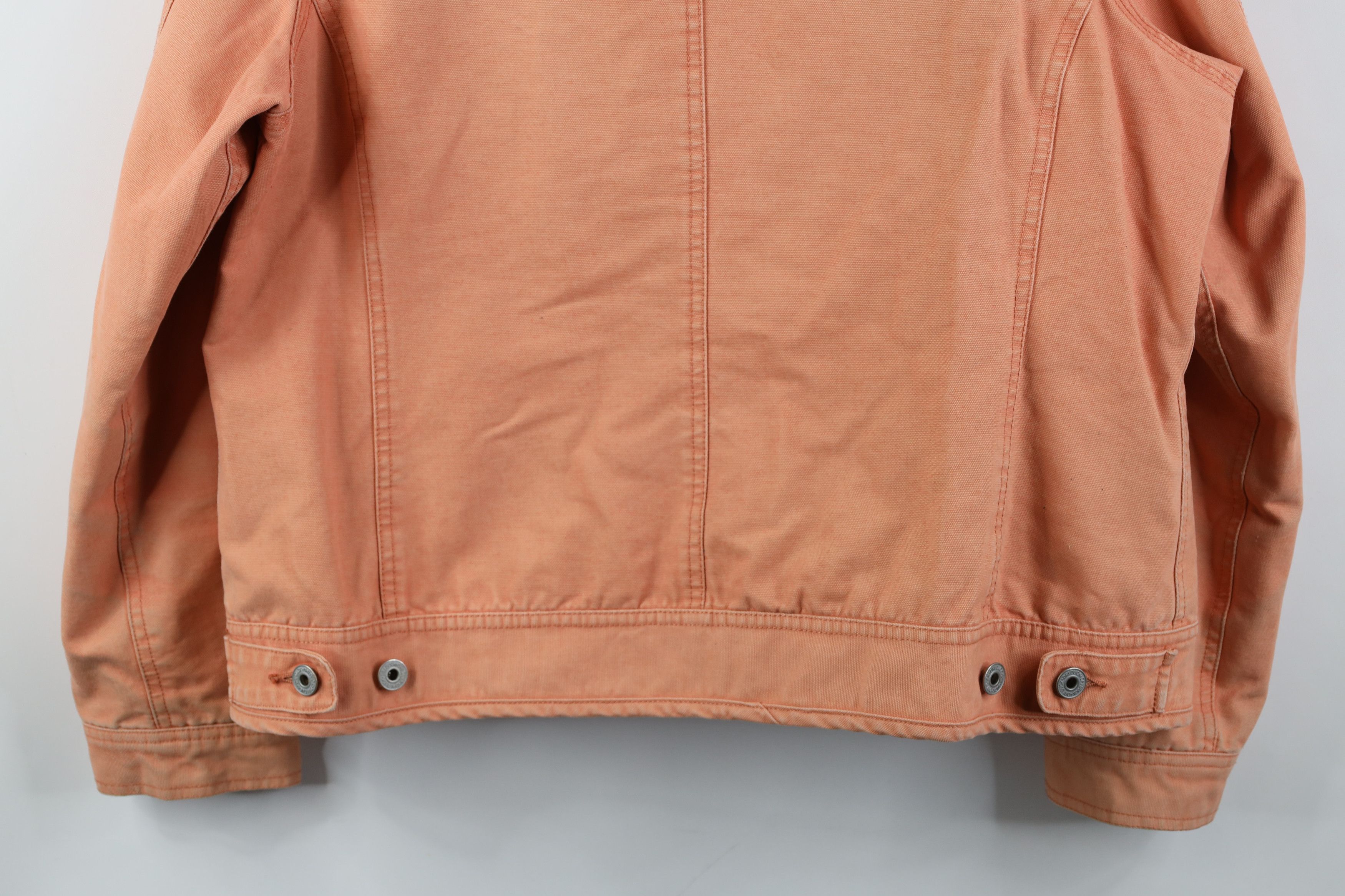 Vintage Vintage Y2K Streetwear Canvas Trucker Jacket Salmon Pink Size L / US 10 / IT 46 - 16 Thumbnail