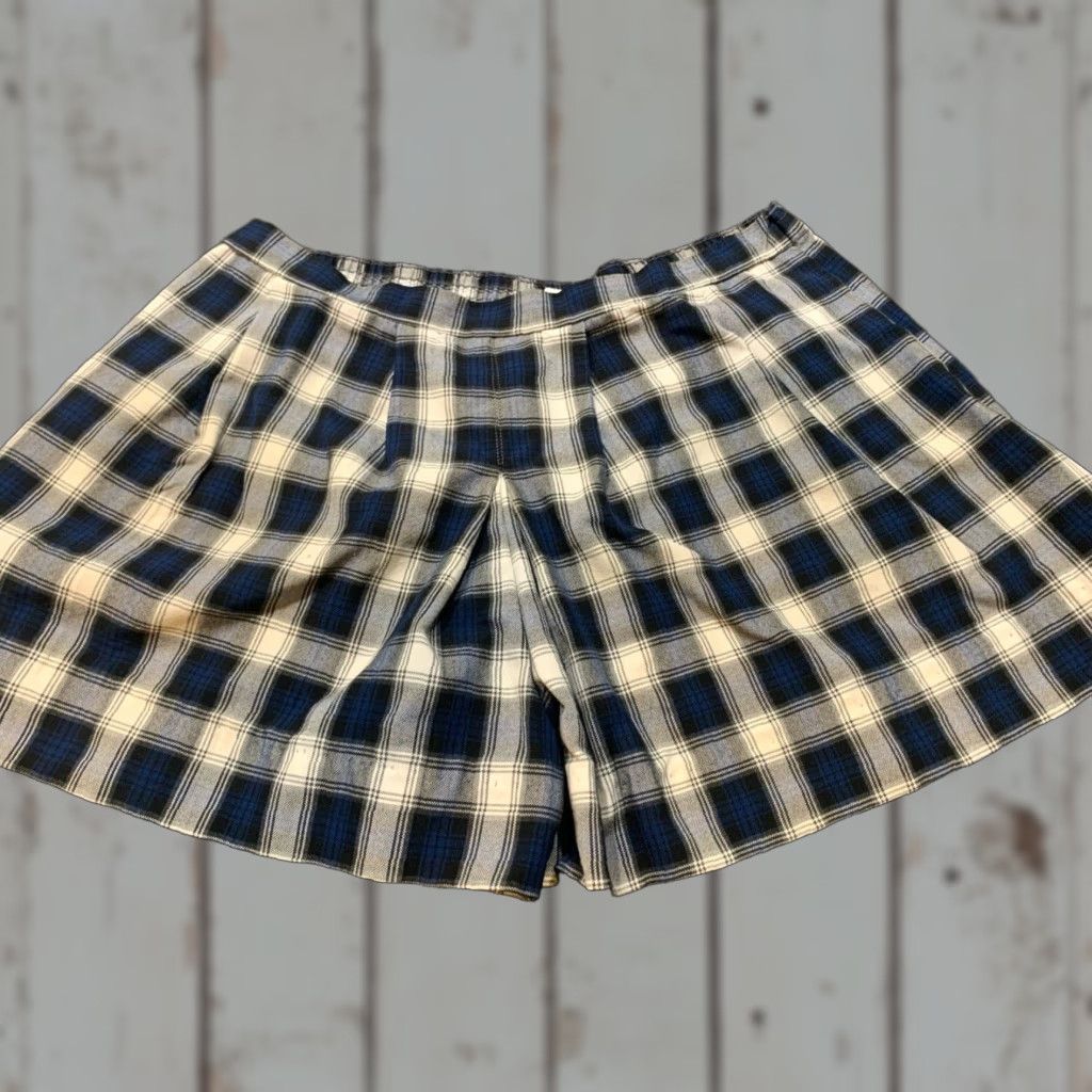 Parker Parker Uniform Skort Teens Size 18.5 Blue Black Gray White Plaid Pleated Size 40" / US 18 - 1 Thumbnail