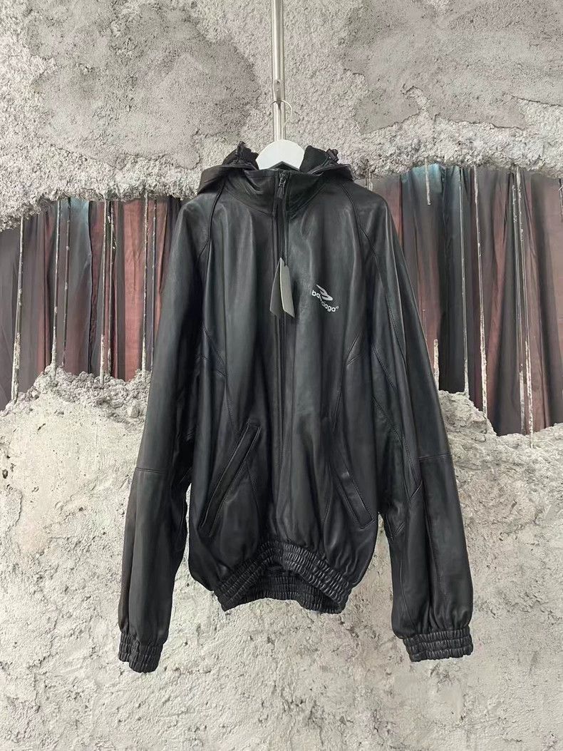 Balenciaga Logo Leather Hoodie-2506