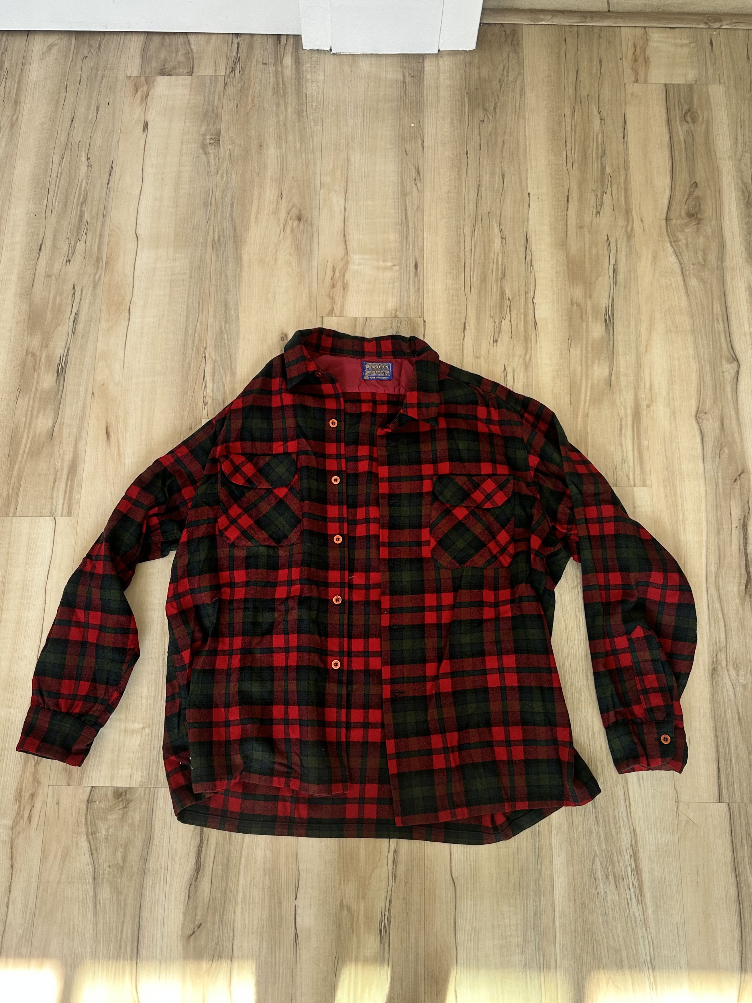 Pendleton Vintage Pendleton Red Plaid Wool Flannel Button Up XL Size US XL / EU 56 / 4 - 1 Thumbnail