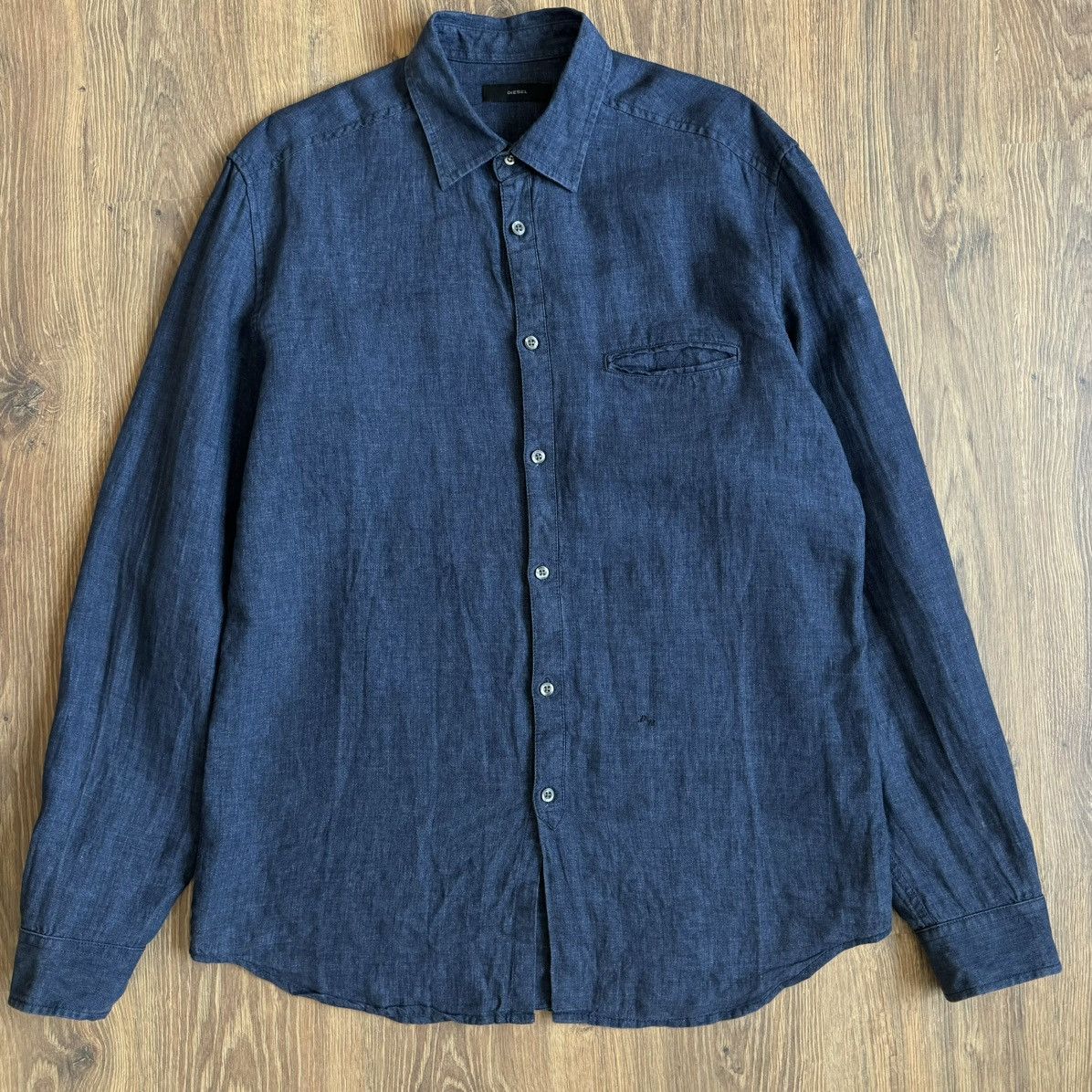 Diesel Diesel Button Up Linen Shirt Men’s XL Blue Size US XL / EU 56 / 4 - 1 Thumbnail