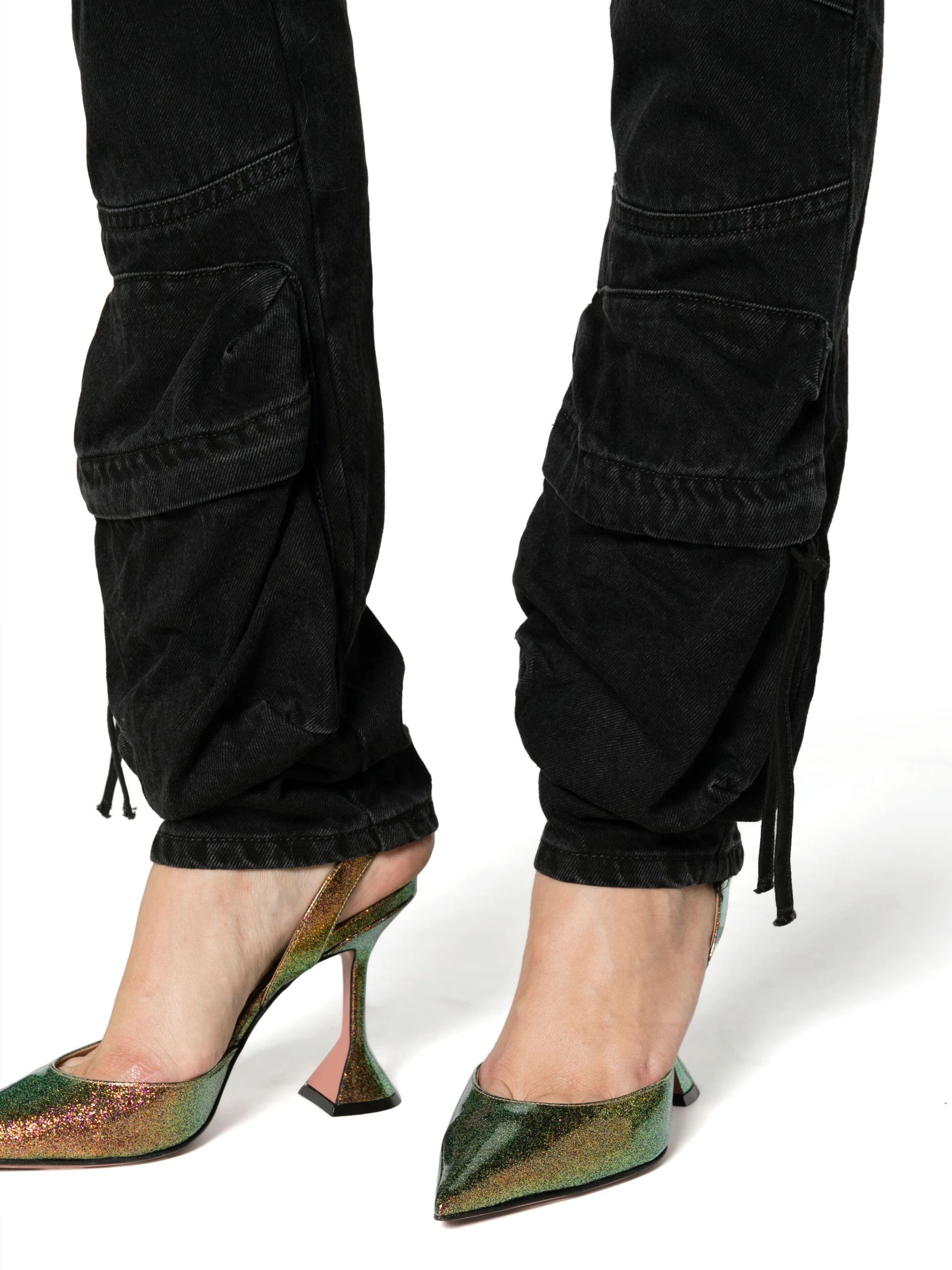 The Attico o1s22i1n1024 Essie Flared Cargo Pants in Black Size 25" / US 0 / IT 36 - 5 Thumbnail
