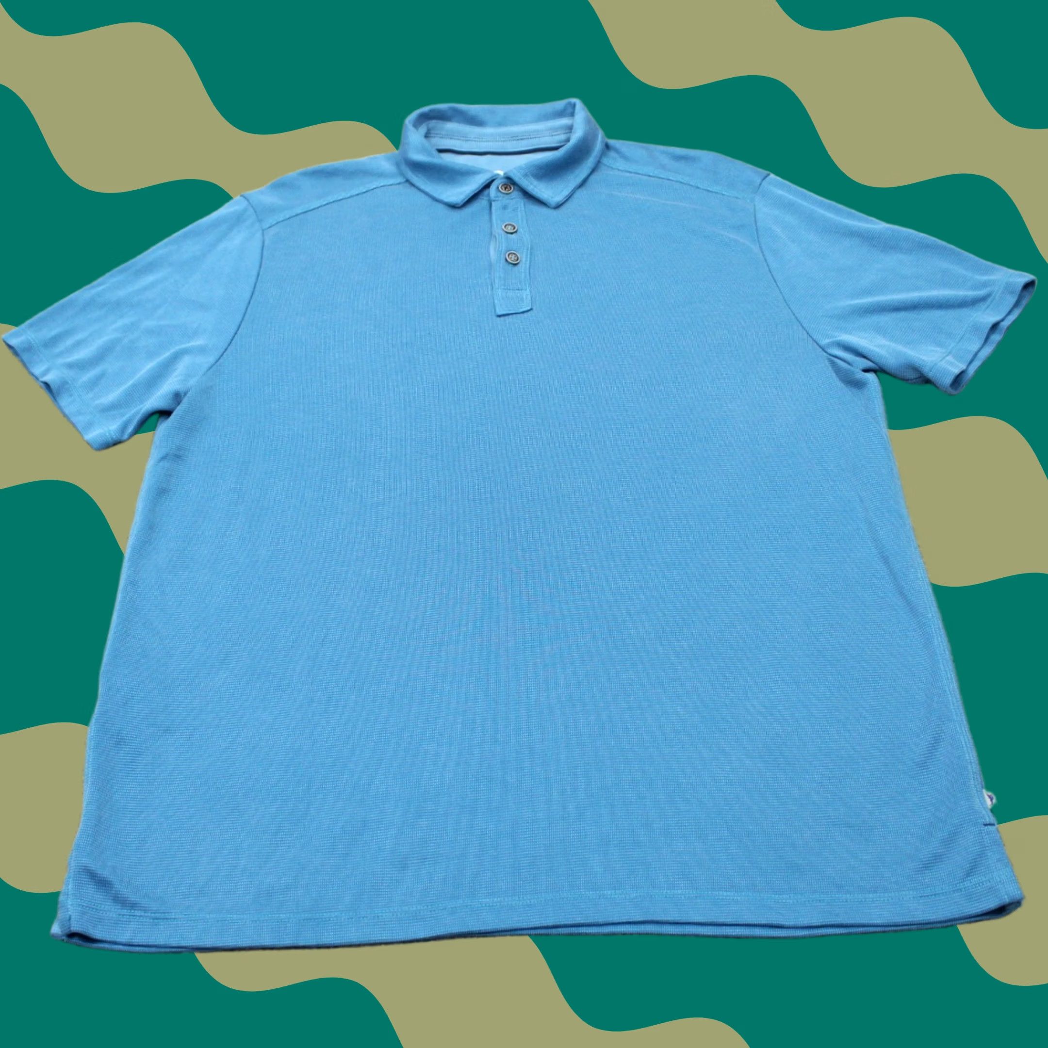 Tommy Bahama Tommy Bahama Polo Shirt Men Medium Blue Tencel Modal/Polyester S/S Pullover Size US M / EU 48-50 / 2 - 1 Thumbnail