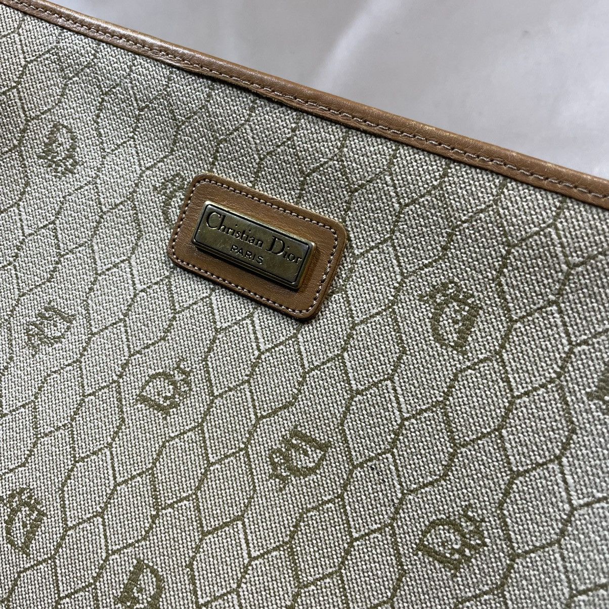 Dior × Vintage Dior Brown Honeycomb PVC Clutch Bag Beige Size ONE SIZE - 9 Thumbnail