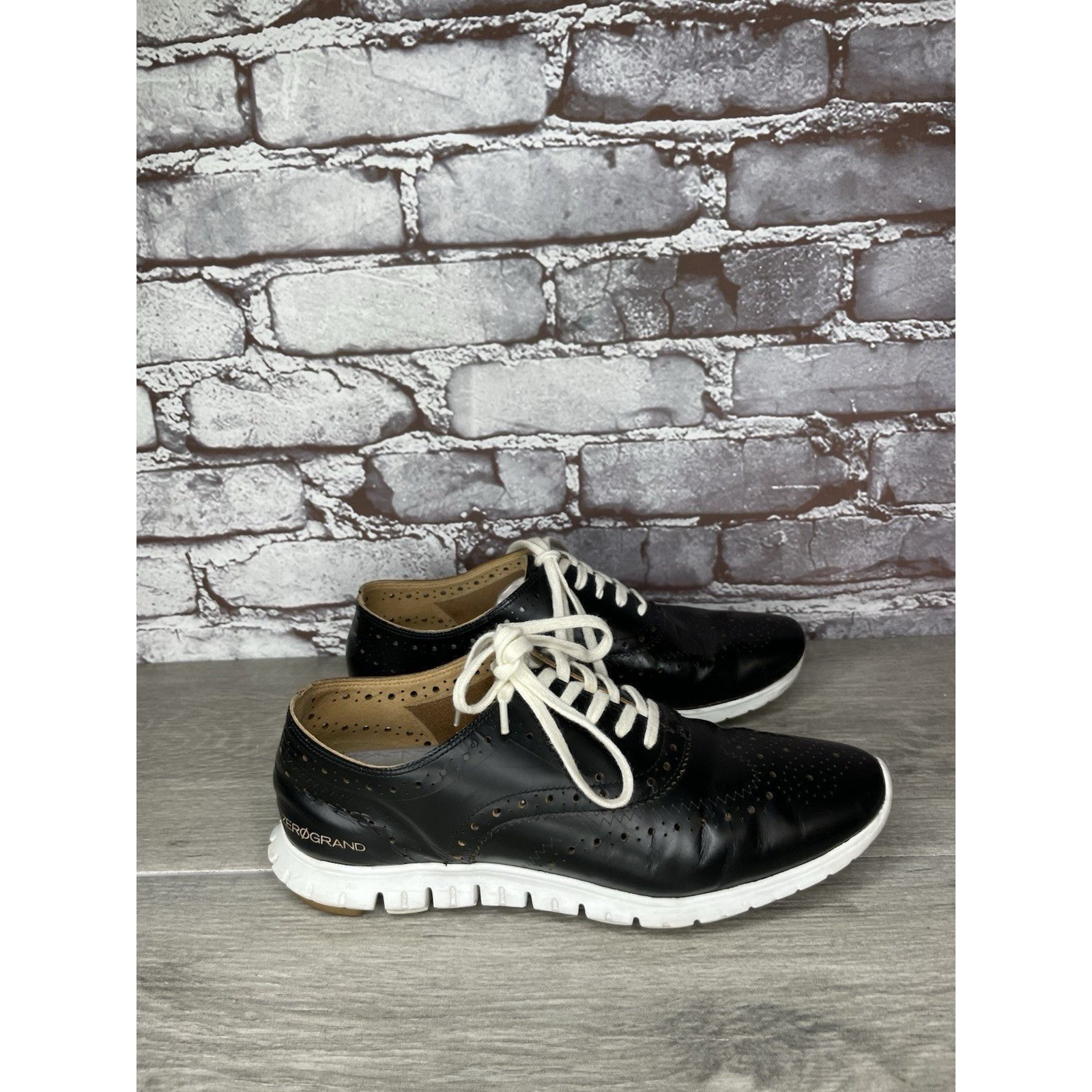 Cole Haan Cole Haan Zerogrand Black Leather Lace Up Wing Oxfords Women Size US 7 / IT 37 - 10 Thumbnail
