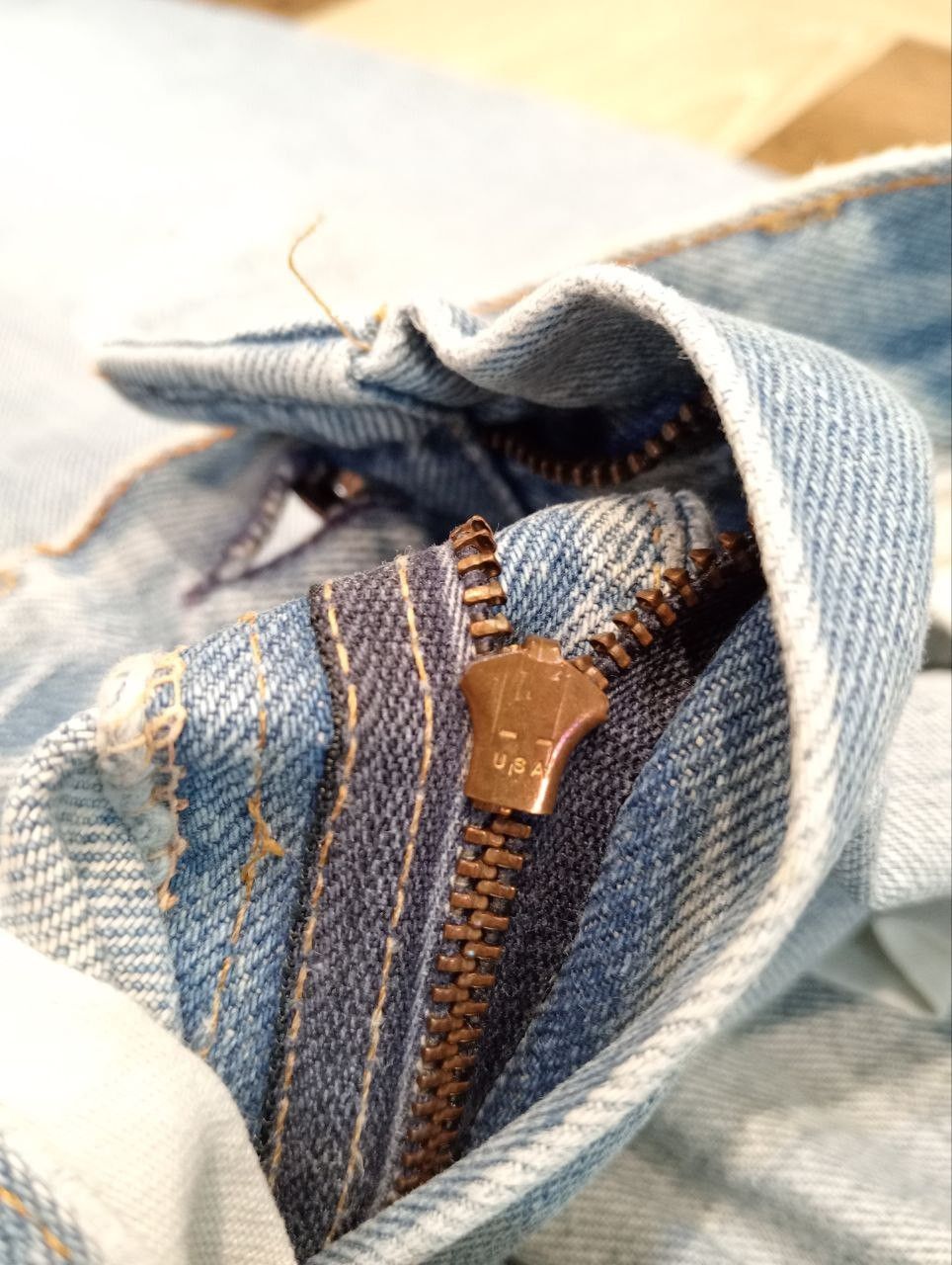 Levi's Vintage Clothing LEVI'S VINTAGE ORANGE TAG BLUE DENIM FLARED PANTS Size US 31 - 8 Thumbnail