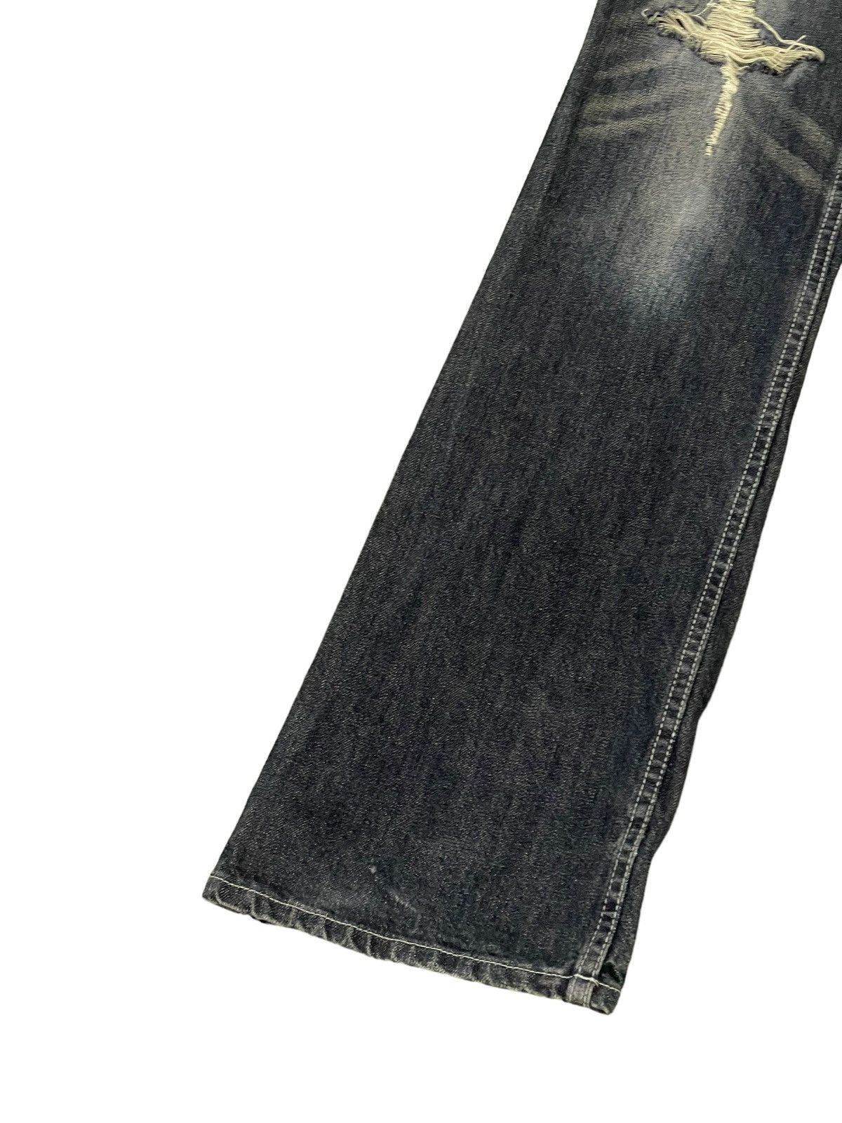 Japanese Brand Flare Jeans Semantic Design Faded Distress Boot Cut 8🟦8 Size US 31 - 5 Thumbnail