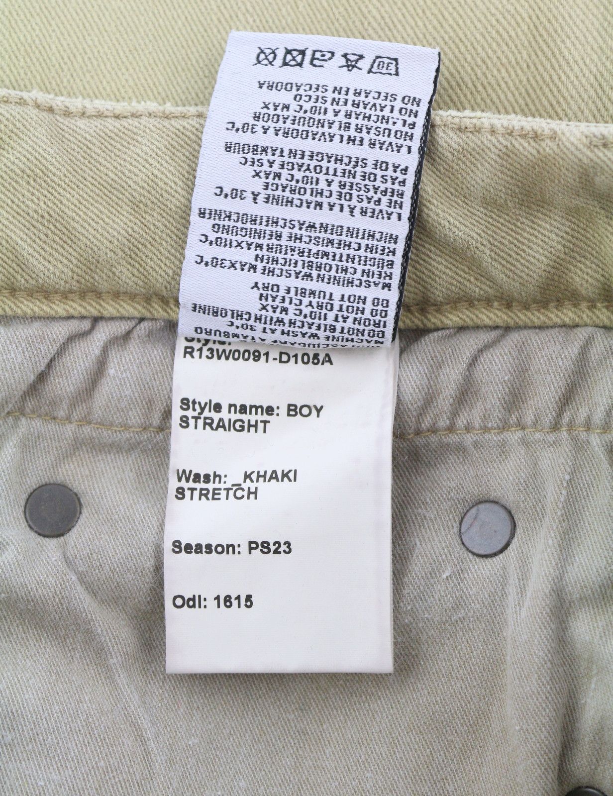 R13 BOY STRAIGHT 30 Khaki Stretch Faded Ankle Casual 86284 Size 30" / US 8 / IT 44 - 9 Thumbnail