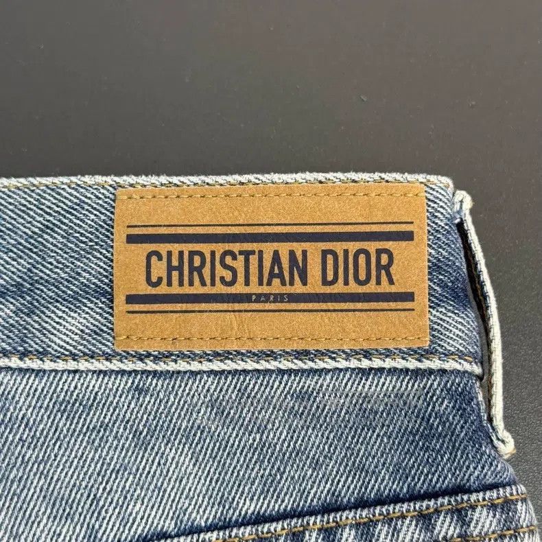 Dior Dior Washed blue leather full logo flip-edged jeans Size 42" / US 20 - 7 Thumbnail