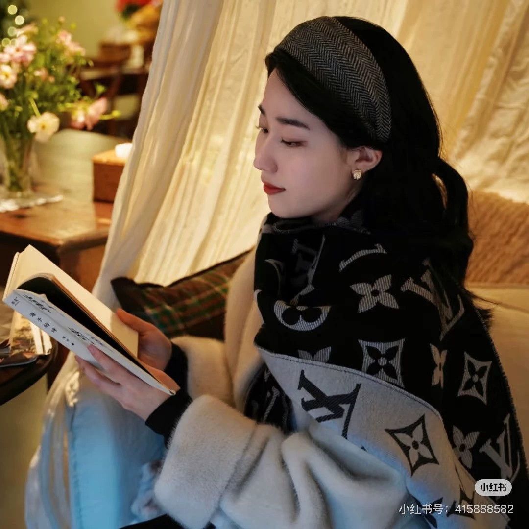 Louis Vuitton LV Black & Gray Colorblock Double Monogram Wool Scarf Size ONE SIZE - 8 Thumbnail