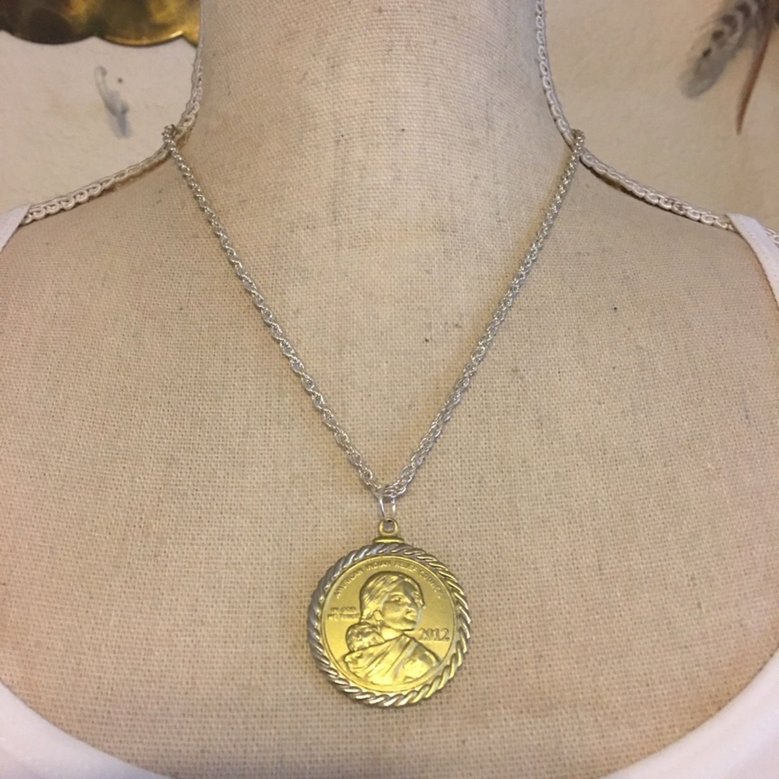 Jewelry Sacagawea 2012 coin replica pendant on chain Size ONE SIZE - 1 Thumbnail