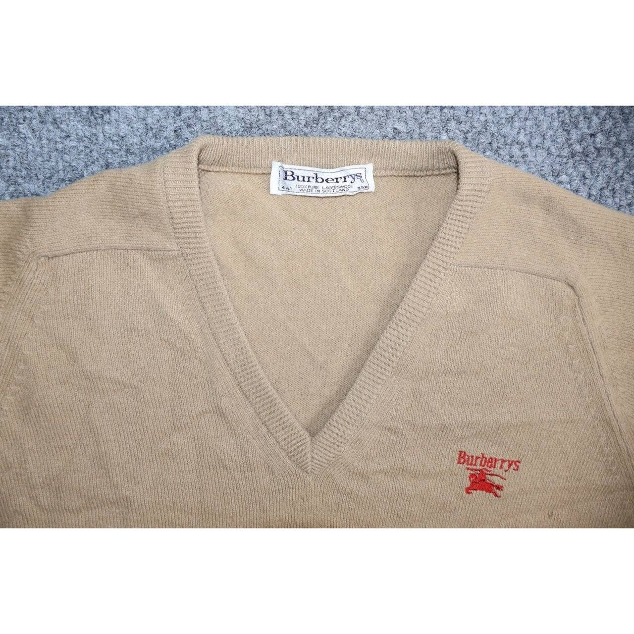 Burberry Vintage Burberry's 100% Lambswool V-neck Sweater Brown Size US S / EU 44-46 / 1 - 5 Thumbnail