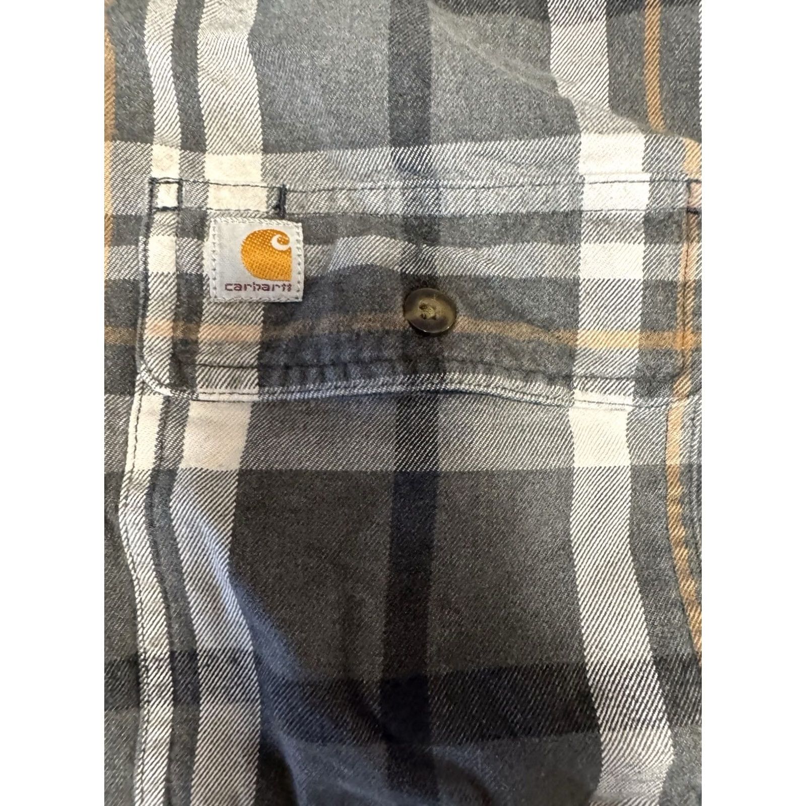 Carhartt Carhartt Flannel Shirt Plaid Double Pocket Gray White Yellow XL Mens Regular Long Sleeve Button-Up Casual Workwear Outdoor Logo Size US XL / EU 56 / 4 - 2 Thumbnail