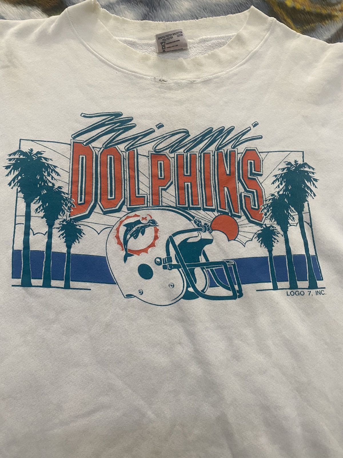 NFL VINTAGE 80s MIAMI DOLPHIN NFL BIG LOGO SWEATSHIRT ONEITA TAG Size US L / EU 52-54 / 3 - 6 Thumbnail