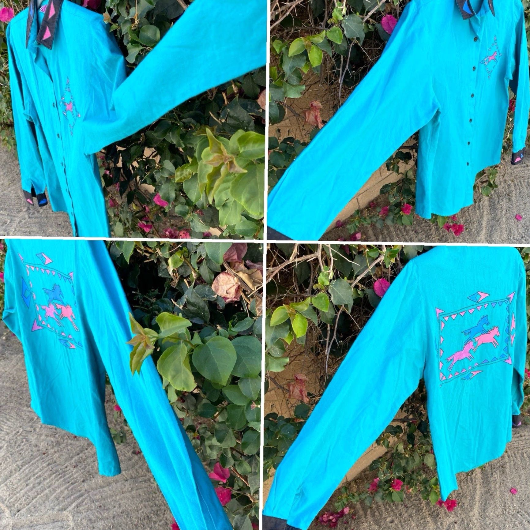 Vintage Vtg Cameo Rose Western Southwestern Shirt Top Blouse Horses 80s 90s Cowgirl XS Size XS / US 0-2 / IT 36-38 - 7 Thumbnail