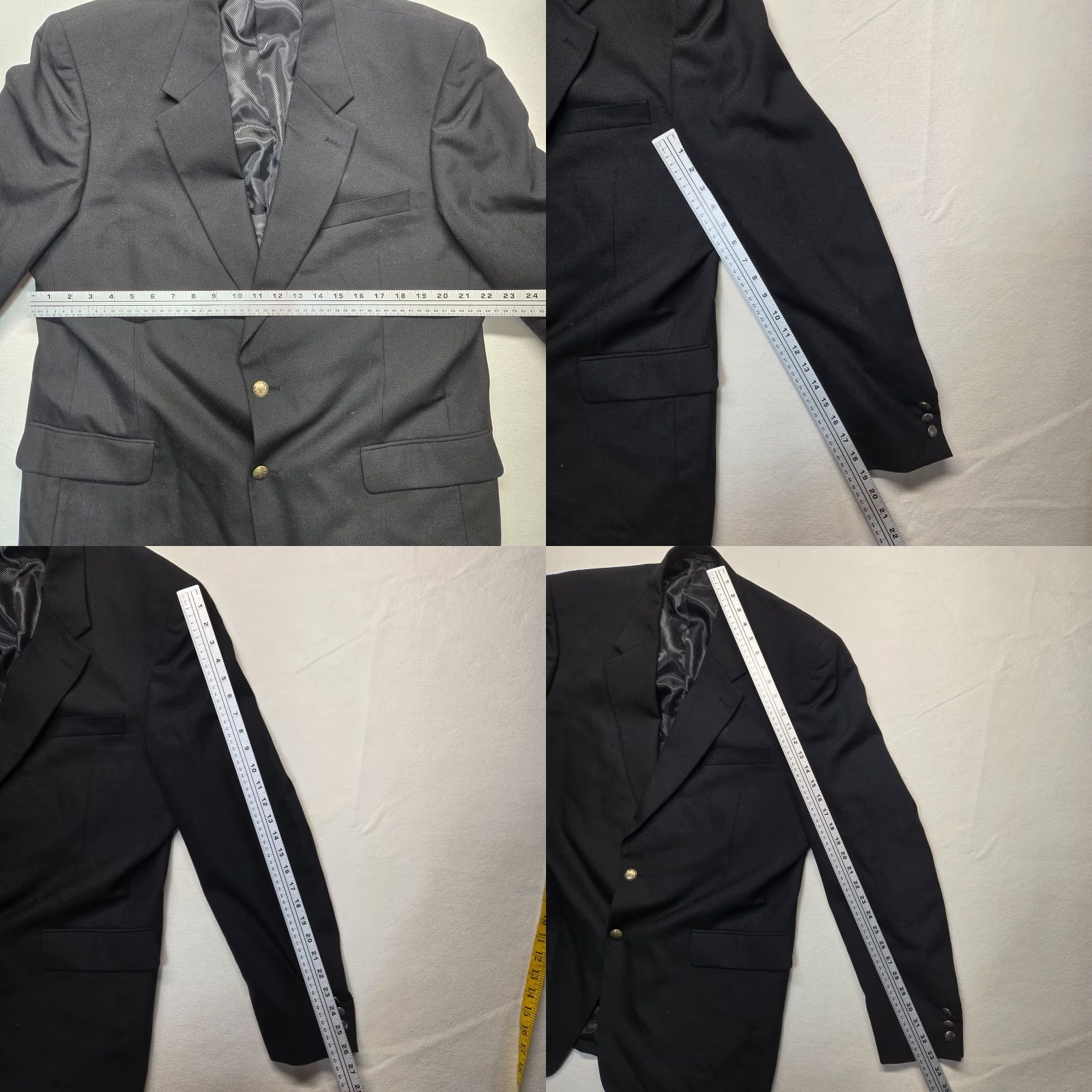 Vintage Hunt Valley Blazer Jacket Men Long Black Wool Polyester Blend Sport Coat 46L Size 46R - 8 Thumbnail