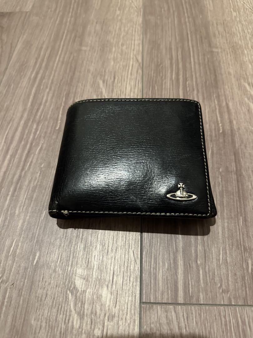 image of Vivienne Westwood Black Orb Saturn Logo Men Wallet