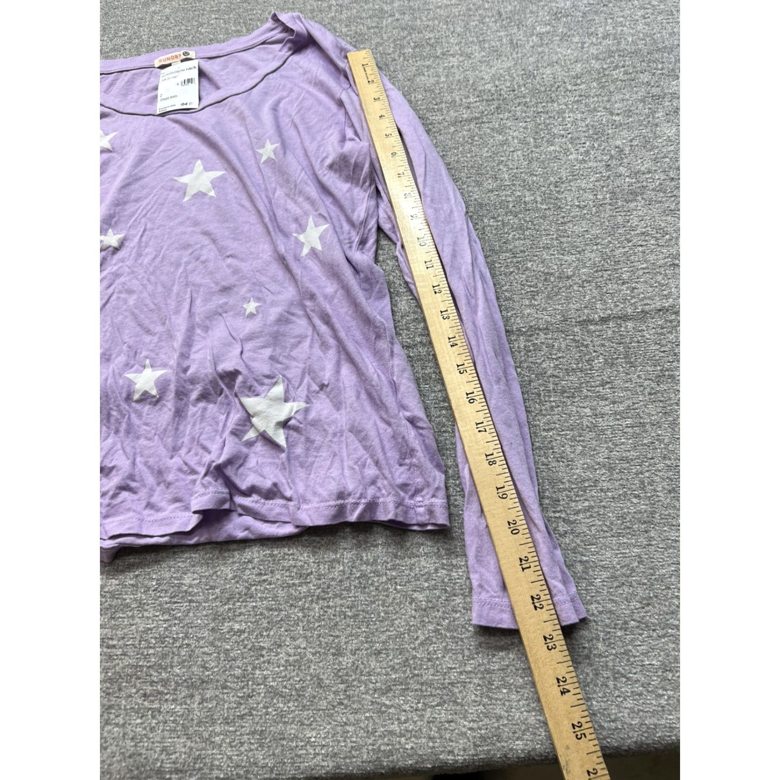 Sundry Sundry Womens Cropped Shirt M Purple Stars 3/4 Sleeve T-Shirt Size M / US 6-8 / IT 42-44 - 6 Thumbnail