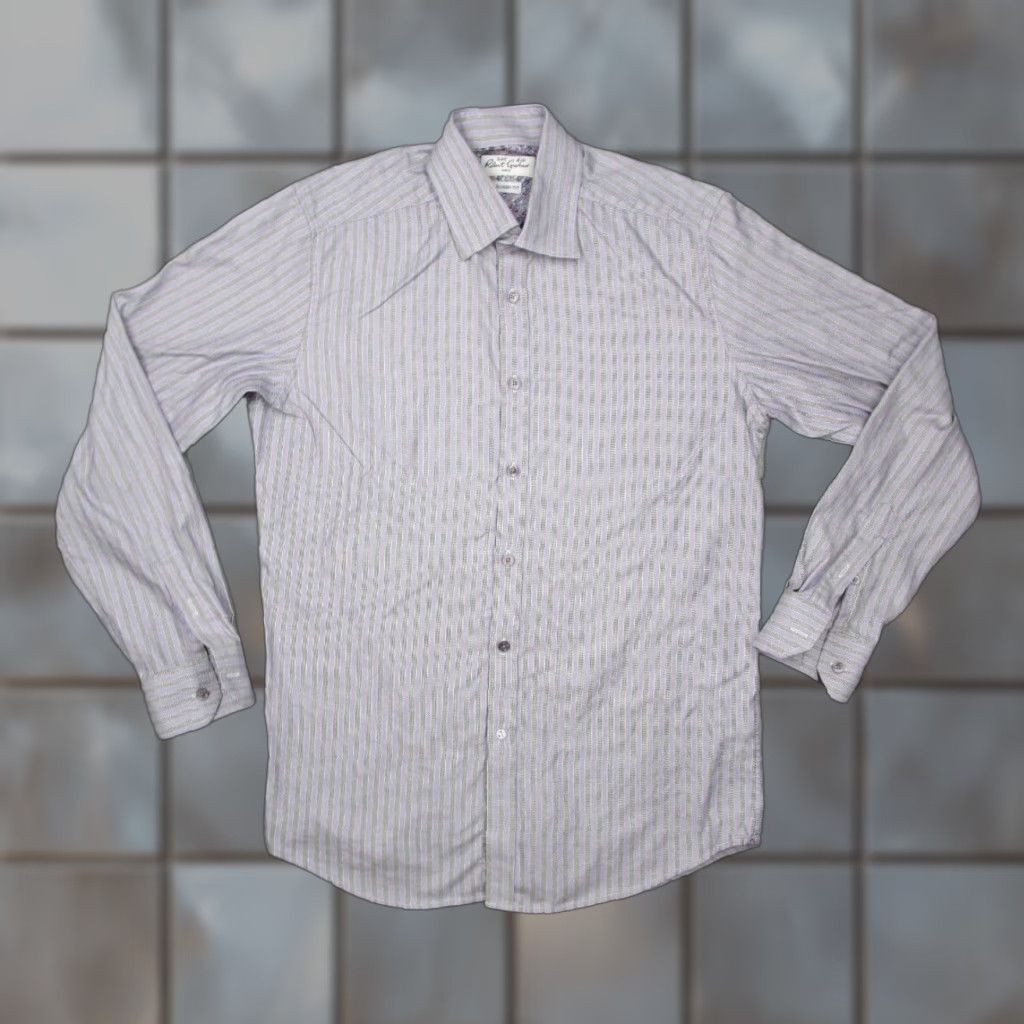 Robert Graham VINTAGE Robert Graham Dress Shirt Men 15.5 39 Purple Striped Cotton Long Sleeve Button Up Classic Fit Designer Size US L / EU 52-54 / 3 - 1 Thumbnail