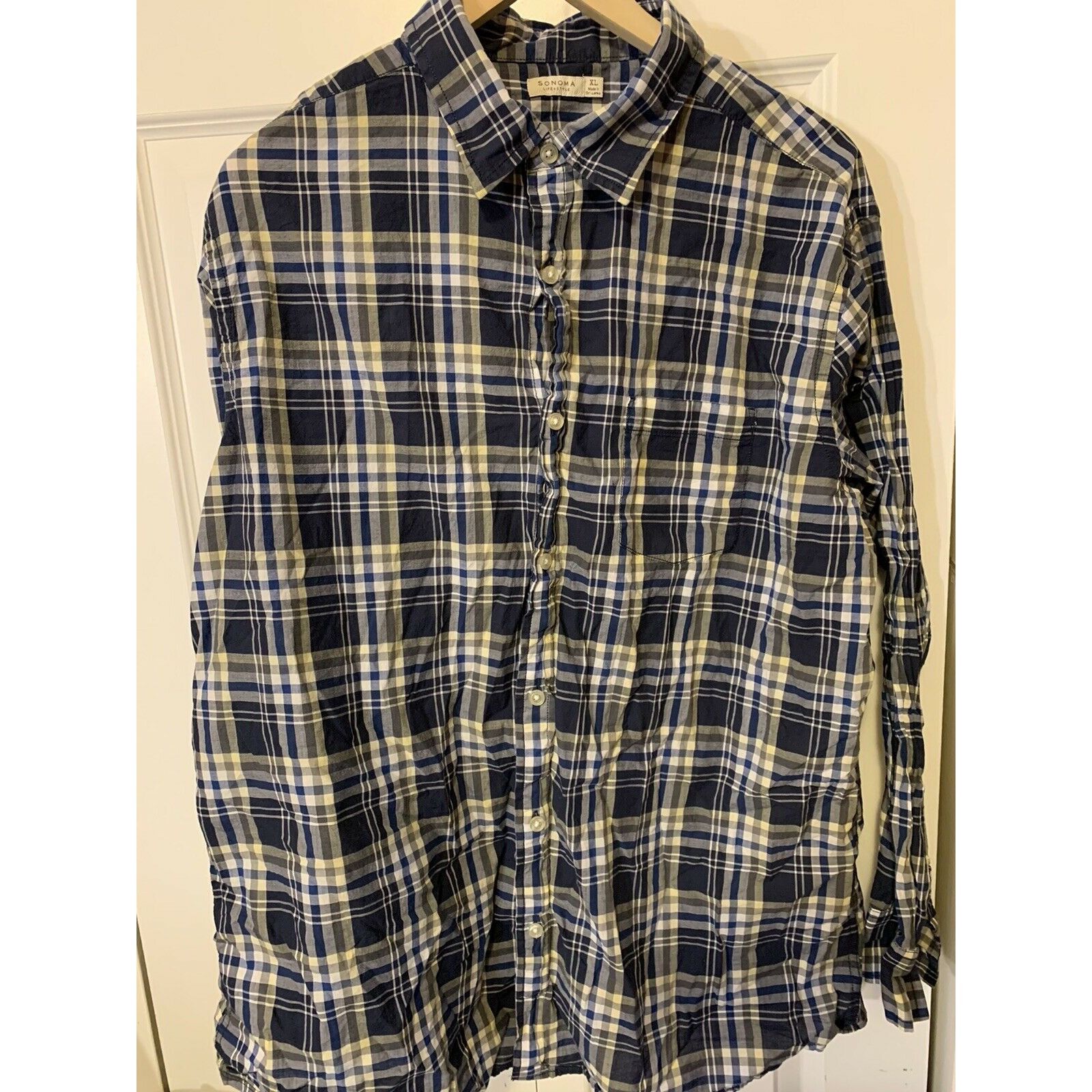 Sonoma Sonoma Life Style Shirt Men's Sz XL Plaid Blue Long Sleeve B Size US XL / EU 56 / 4 - 1 Thumbnail