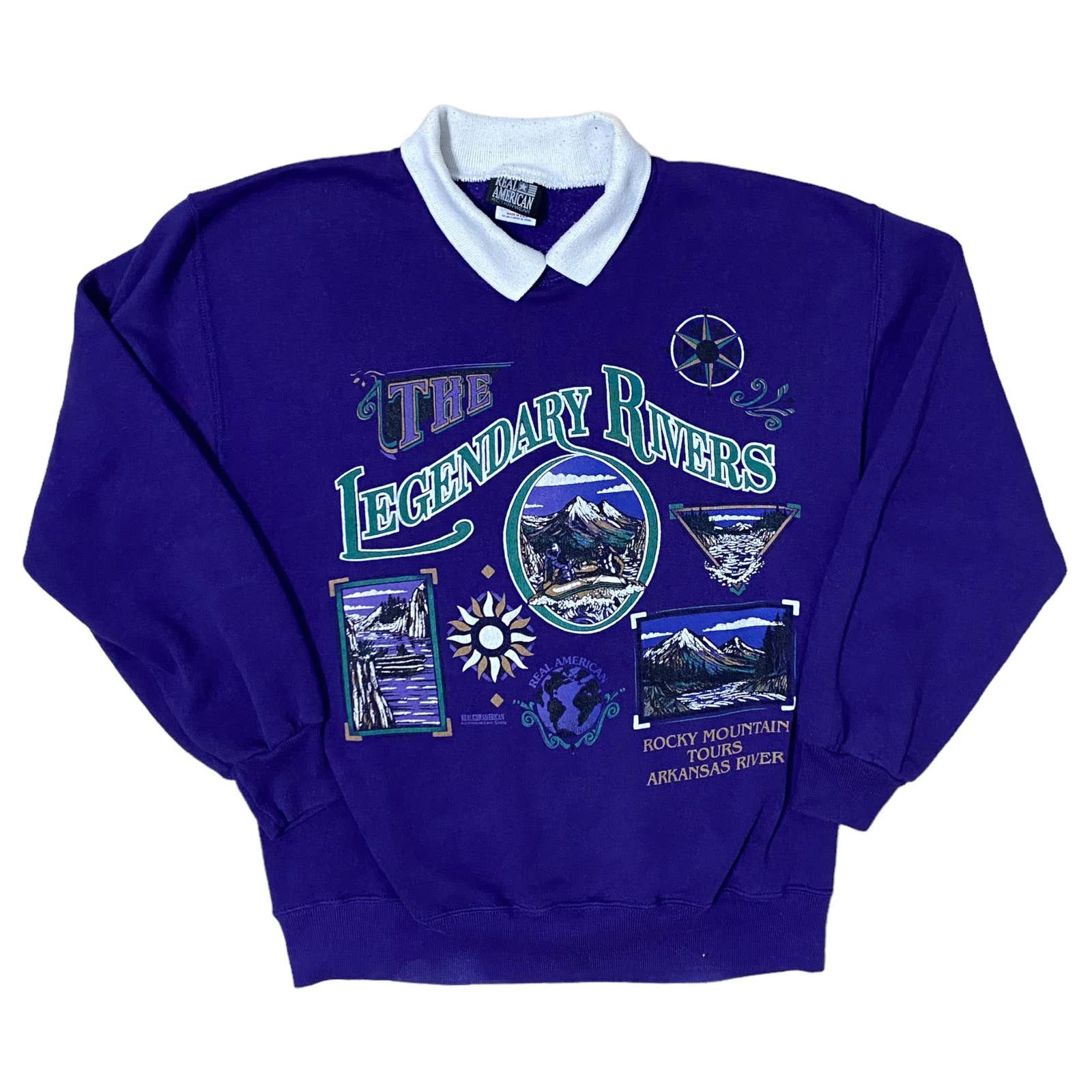 Vintage Vintage Legendary Rivers Collared Sweatshirt Real American