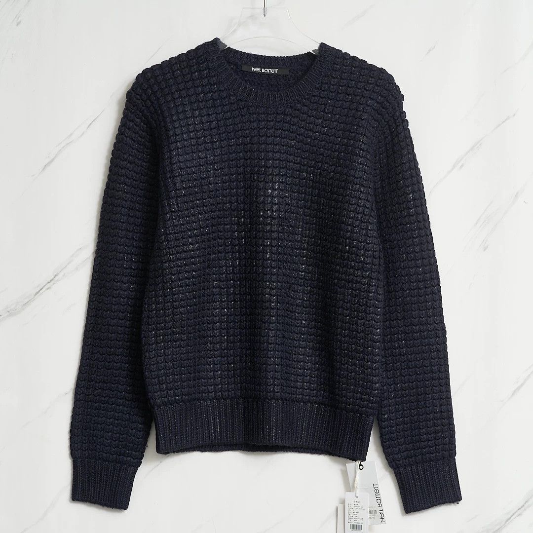 Neil Barrett Neil Barrett Men's Navy Cable Knit Sweater Size US M / EU 48-50 / 2 - 1 Thumbnail