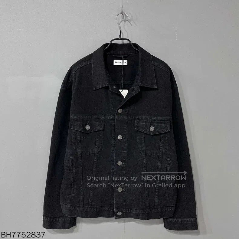 Balenciaga Back Rhinestone Logo Denim Jacket