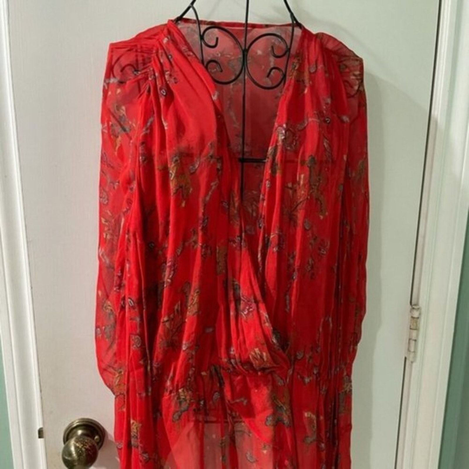 Iro Iro Linette Floral Print Bell Sleeve Chiffon Blouse, Size L / US 10 / IT 46 - 2 Thumbnail