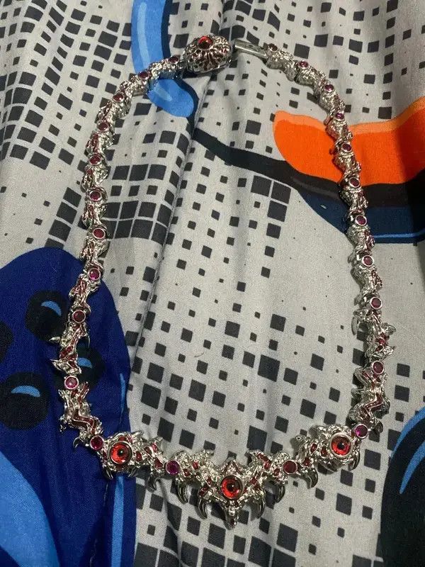 Jewelry Kizuki x Ayano Iced Out Silver Color Red Eyes Chain Necklace Size ONE SIZE - 4 Thumbnail