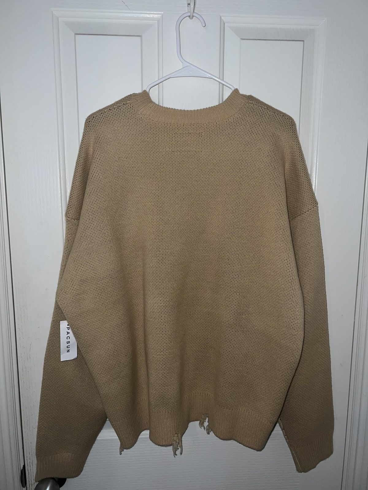 Pacsun Cropped Distressed Tiger Knit Crewneck Sweater Size US L / EU 52-54 / 3 - 2 Thumbnail