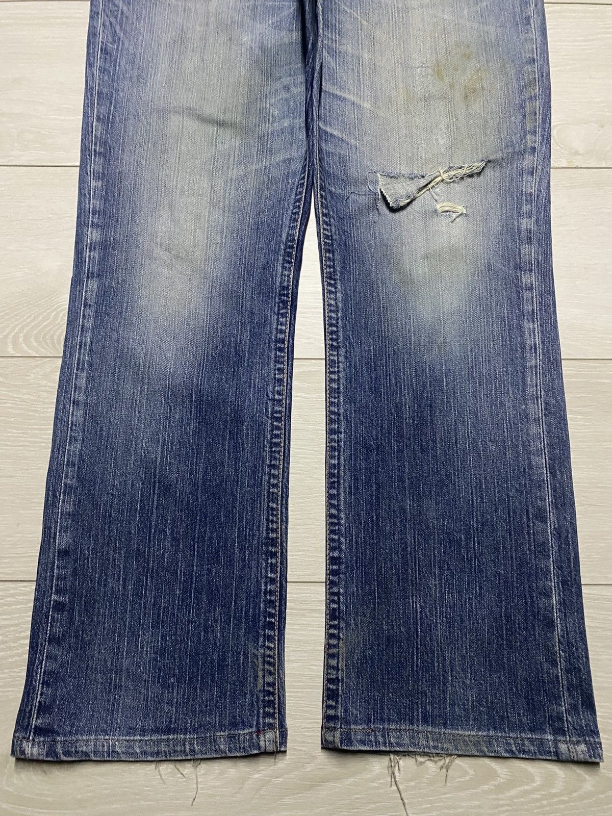 Edwin Japanese Brand Edwin Blue Trip Grunge Distressed Loose Jeans Size US 35 - 5 Thumbnail