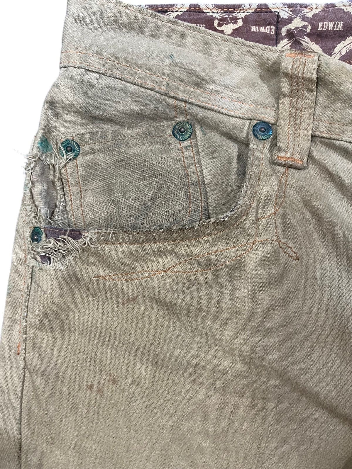 Edwin Vintage Edwin XV Flare Beige Tan Denim Size US 33 - 5 Thumbnail