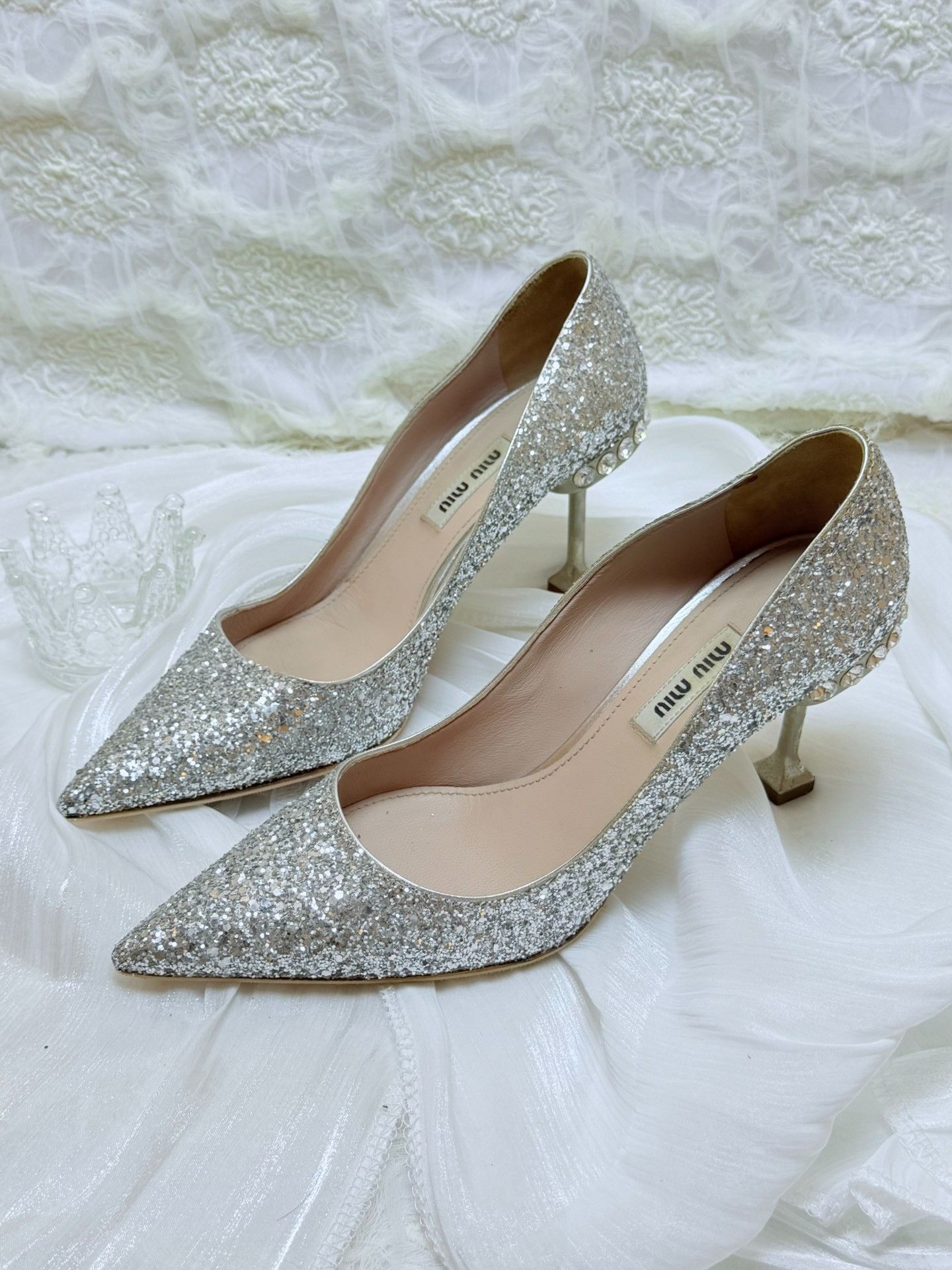 Miu Miu Miu Miu Silver Lowtop Sneakers us_5 Women Size US 5 / IT 35 - 1 Thumbnail