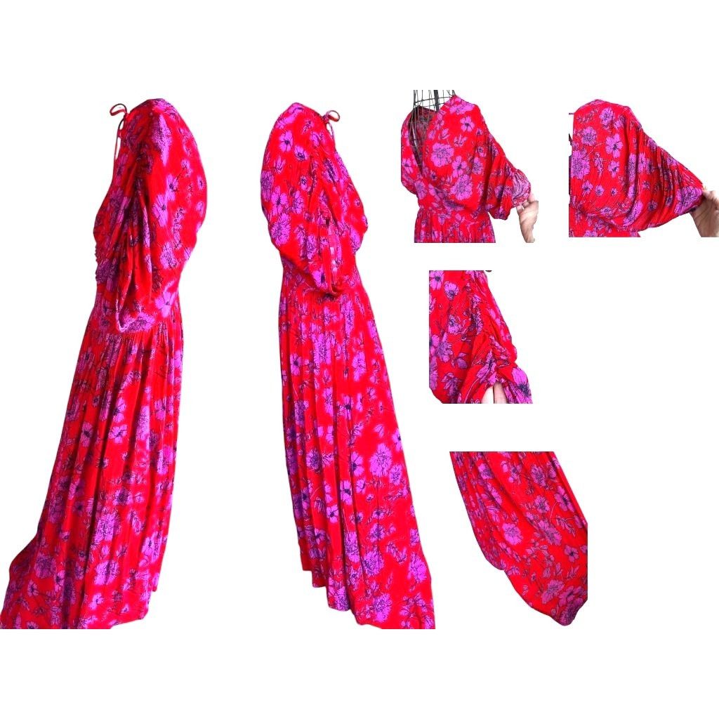 Other Band of Gypsies Hi Low Dress Small Red Pink Flowers Stretch Size S / US 4 / IT 40 - 10 Thumbnail