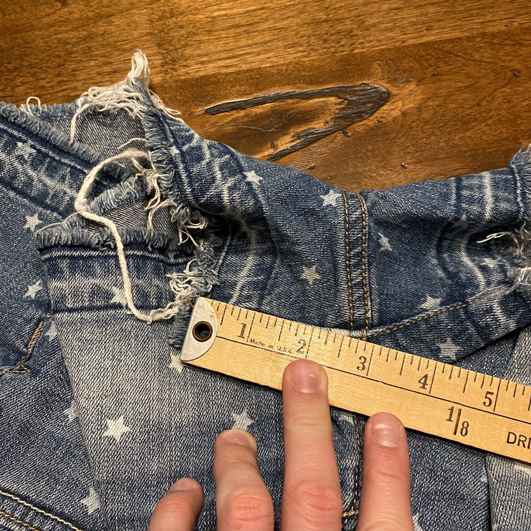 Vintage AÉROPOSTALE HIGH WAISTED SHORTY Jeans Shorts Womens 6 Denim Stars USA Patch Short Size 28" / US 6 / IT 42 - 5 Thumbnail