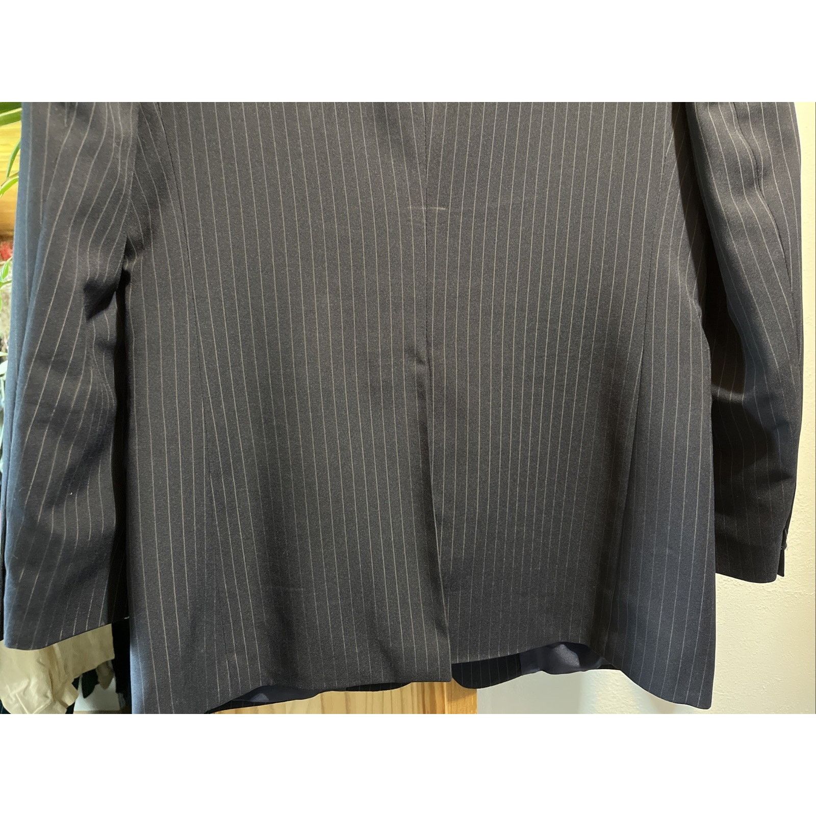 Haggar Haggar Men Navy Blue Pinstripe Jacket Sz 42 Feels Like Wool Size 42R - 8 Thumbnail