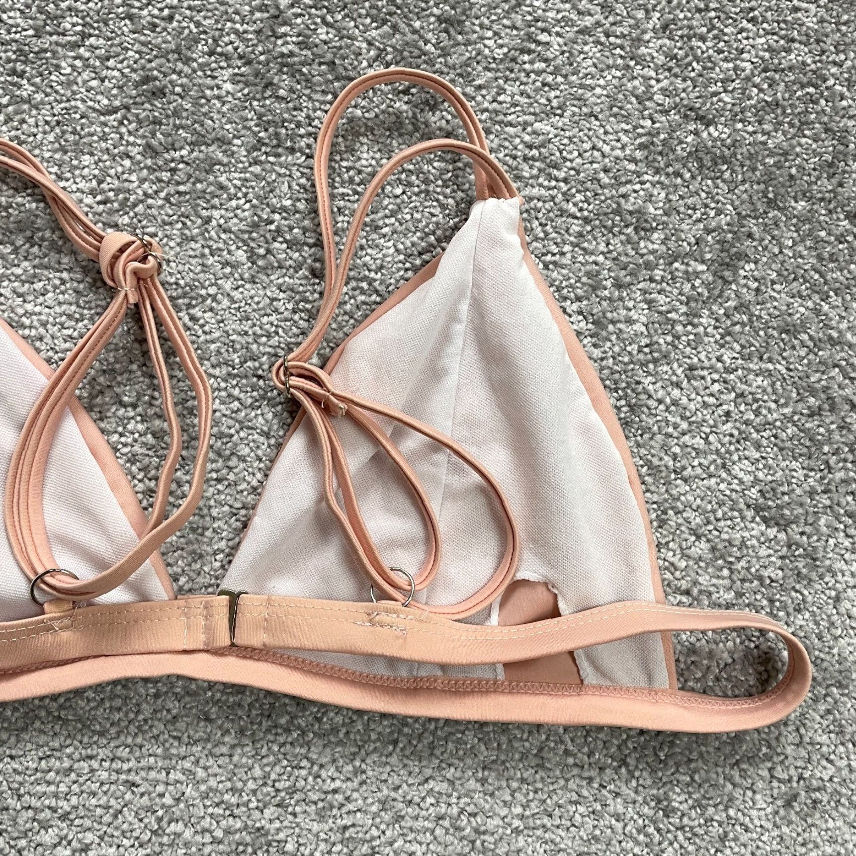 Triangl Unbranded Women’s Medium Solid Peach Triangle Spaghetti Bikini Top Beach Vacation Swimwear Size M / US 6-8 / IT 42-44 - 3 Thumbnail