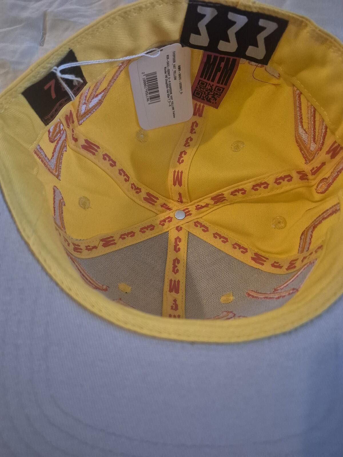 murd333r.fm Murder FM Yellow Fitted Hat Size 7 3/8 Size ONE SIZE - 5 Thumbnail