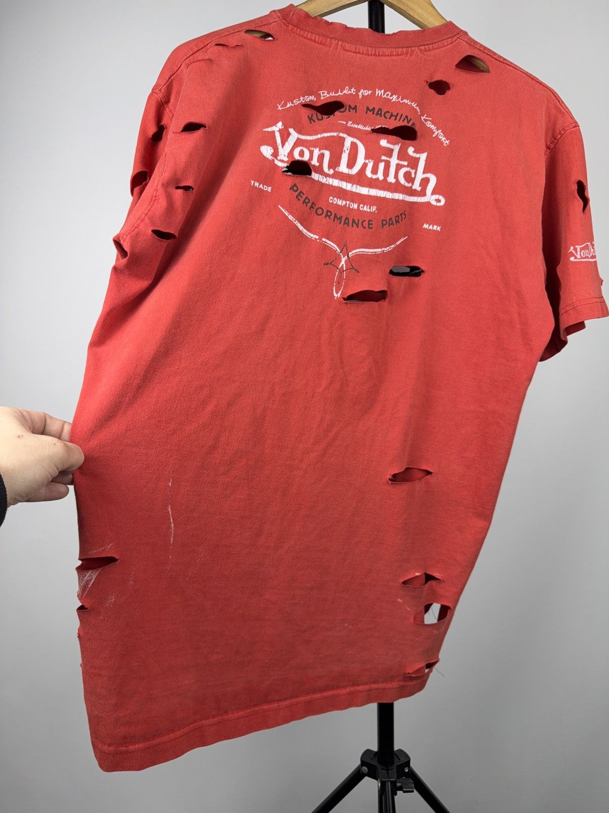 Von Dutch Von Dutch Faded Distressed Logo T Shirt Y2K Biker Grunge XL Size US XL / EU 56 / 4 - 18 Thumbnail