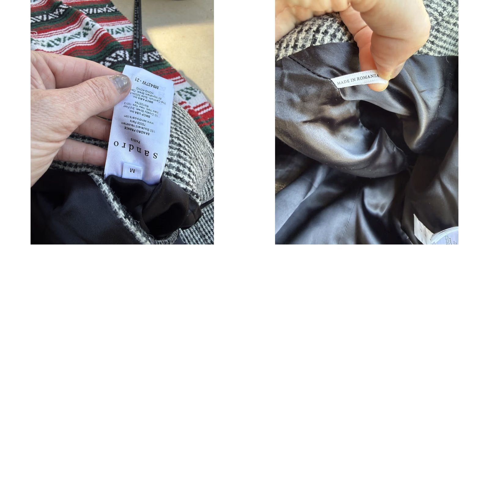 Harris Tweed Sandro Paris Wool Harris Tweed Coat Women Medium Houndstooth Long Jacket Size M / US 6-8 / IT 42-44 - 9 Thumbnail